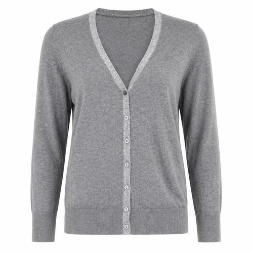 Ann Taylor LOFT Women’s Grey Petite M Cardigan V-Neck Knit Jumper