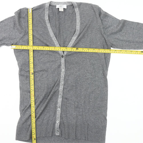 Ann Taylor LOFT Women’s Grey Petite M Cardigan V-Neck Knit Jumper