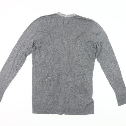 Ann Taylor LOFT Women’s Grey Petite M Cardigan V-Neck Knit Jumper