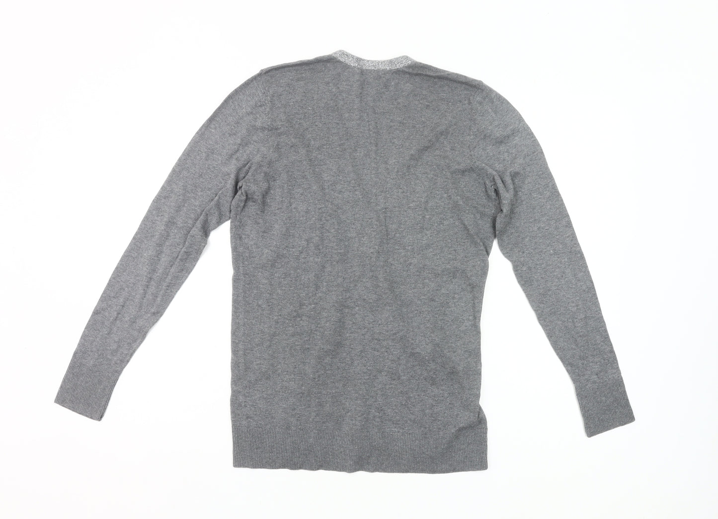 Ann Taylor LOFT Women’s Grey Petite M Cardigan V-Neck Knit Jumper