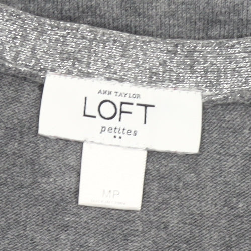 Ann Taylor LOFT Women’s Grey Petite M Cardigan V-Neck Knit Jumper