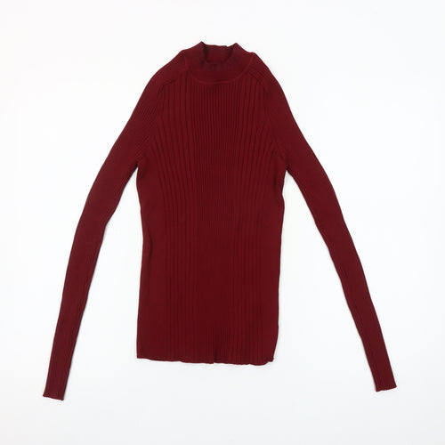 Next Women Red Mock Neck Slim Fit Long Sleeve Jumper Size 12