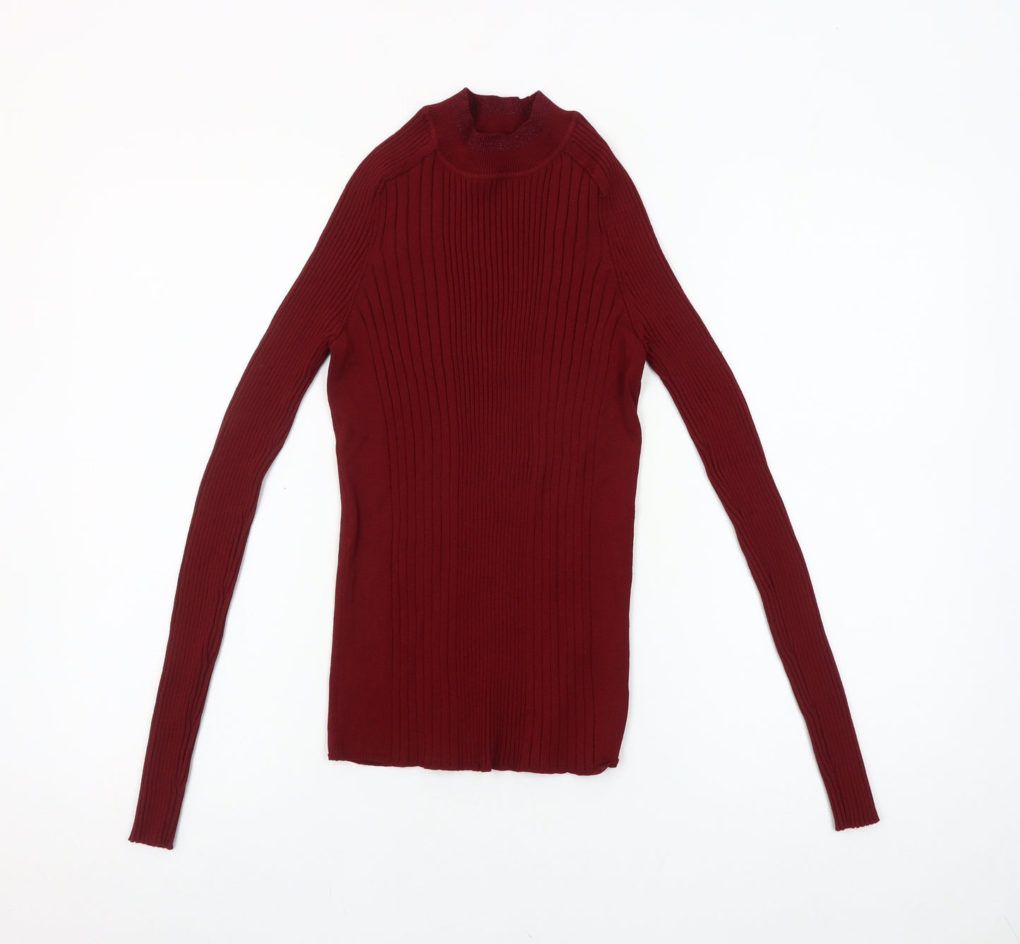 Next Women Red Mock Neck Slim Fit Long Sleeve Jumper Size 12