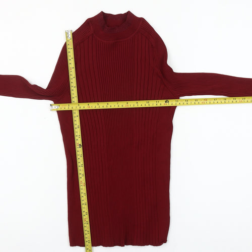 Next Women Red Mock Neck Slim Fit Long Sleeve Jumper Size 12