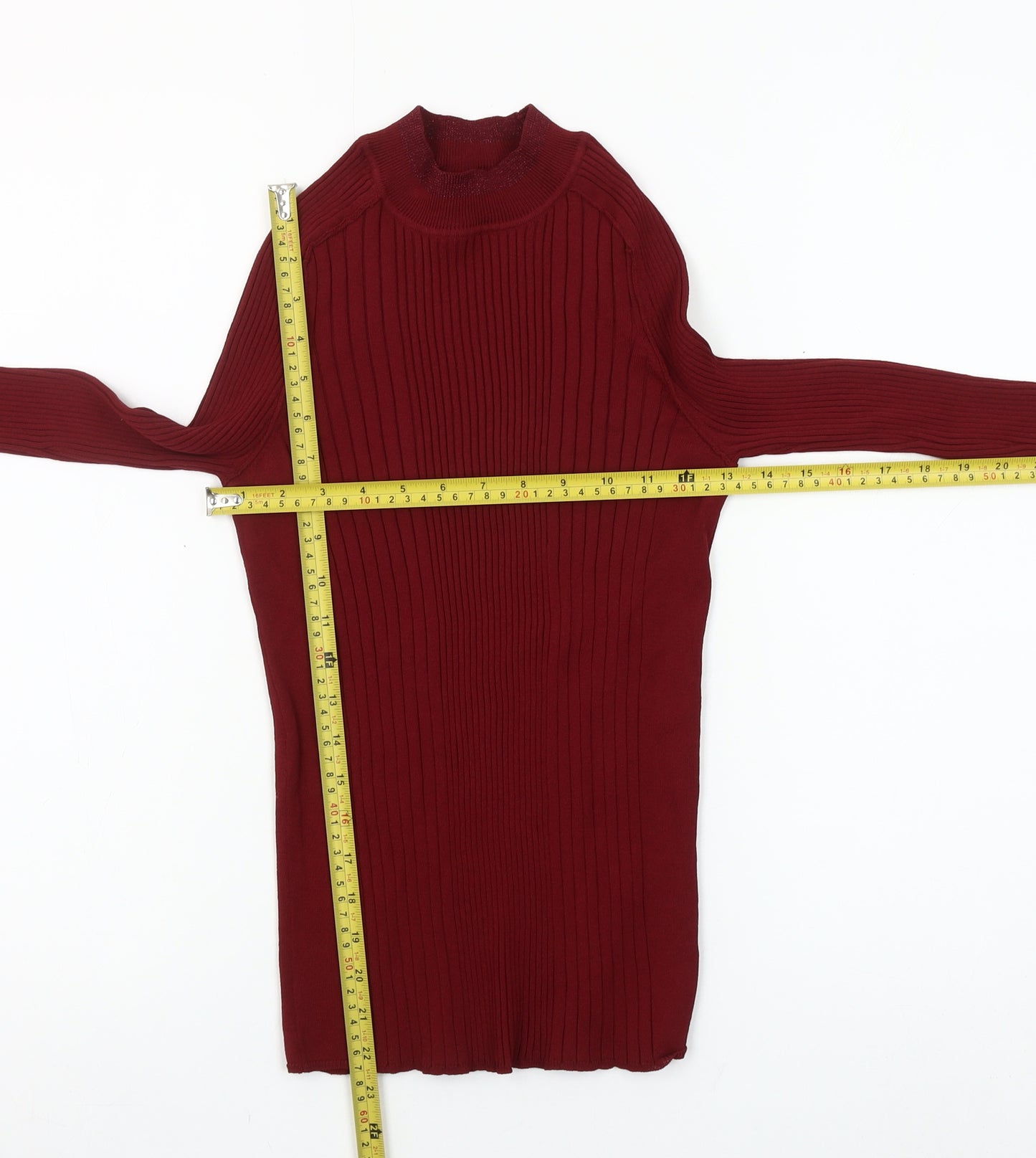 Next Women Red Mock Neck Slim Fit Long Sleeve Jumper Size 12