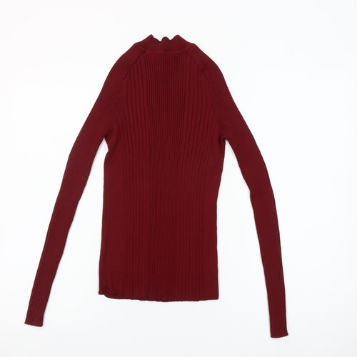 Next Women Red Mock Neck Slim Fit Long Sleeve Jumper Size 12