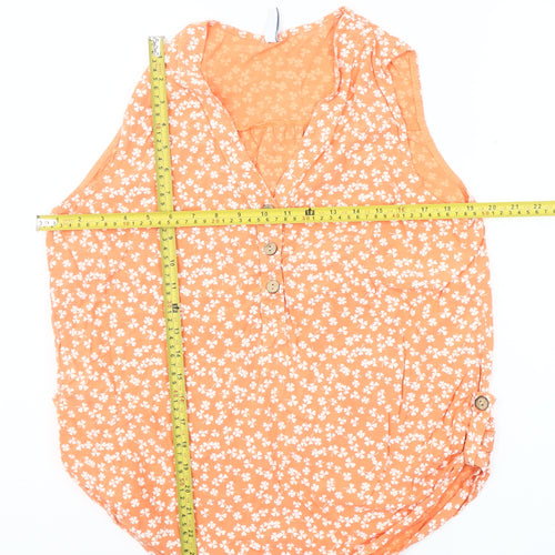 JB Fashion Womens Orange Floral Sleeveless Blouse Size 2
