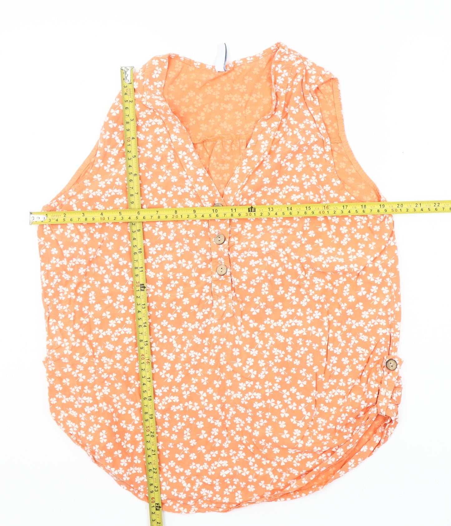 JB Fashion Womens Orange Floral Sleeveless Blouse Size 2