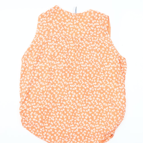 JB Fashion Womens Orange Floral Sleeveless Blouse Size 2