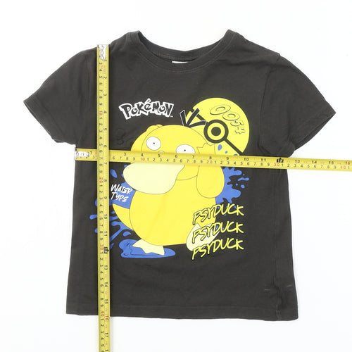 Pokémon Boys Black Psyduck Graphic T-Shirt 4-5 Years Short Sleeve