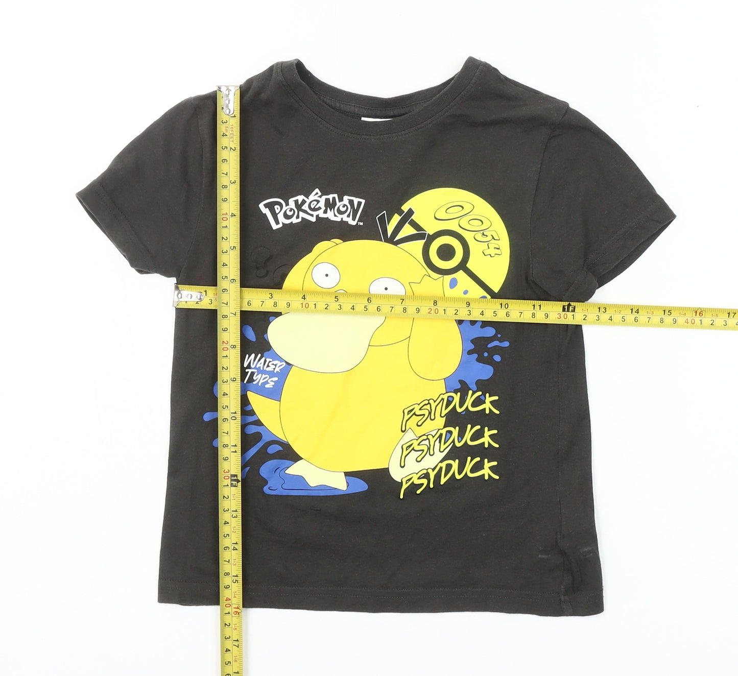 Pokémon Boys Black Psyduck Graphic T-Shirt 4-5 Years Short Sleeve