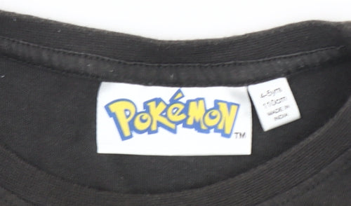 Pokémon Boys Black Psyduck Graphic T-Shirt 4-5 Years Short Sleeve