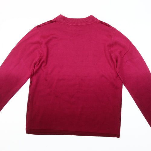 Fay Louise Womens Pink Floral Beaded Pullover Jumper M Mock Neck