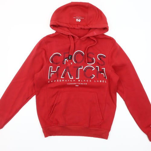Crosshatch Men Red Pullover Hoodie Small Graphic Logo Hooded