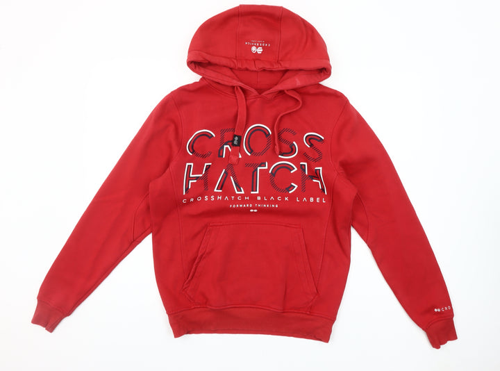 Crosshatch Men Red Pullover Hoodie Small Graphic Logo Hooded