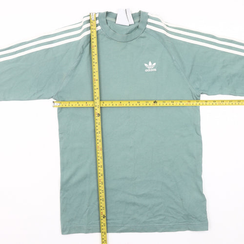Adidas Men's Green XS Long Sleeve Crew Neck Cotton T-Shirt