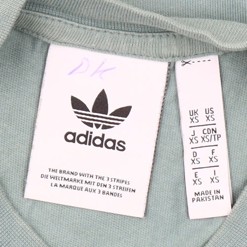 Adidas Men's Green XS Long Sleeve Crew Neck Cotton T-Shirt