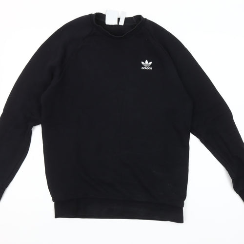 Adidas Mens Black Small Sweatshirt Pullover Crew Neck Logo Sportswear