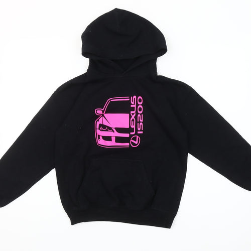 Gildan Girls Black Hoodie M Pullover Lexus IS200 Graphic Print Car Motif