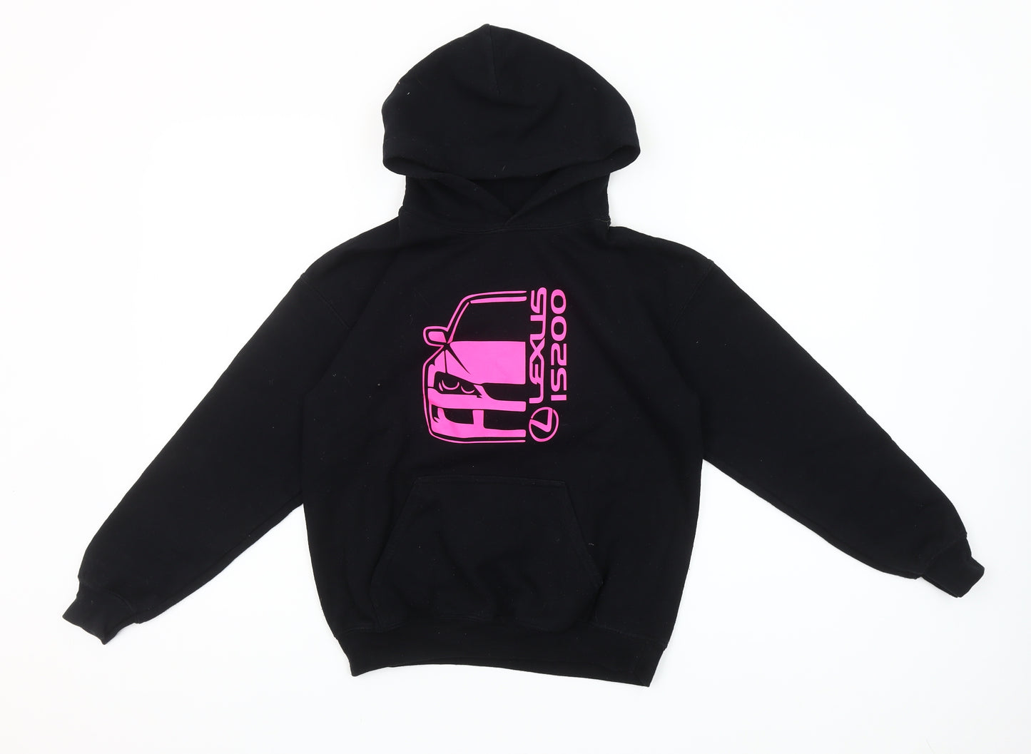 Gildan Girls Black Hoodie M Pullover Lexus IS200 Graphic Print Car Motif