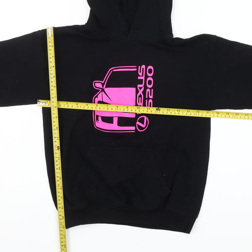 Gildan Girls Black Hoodie M Pullover Lexus IS200 Graphic Print Car Motif