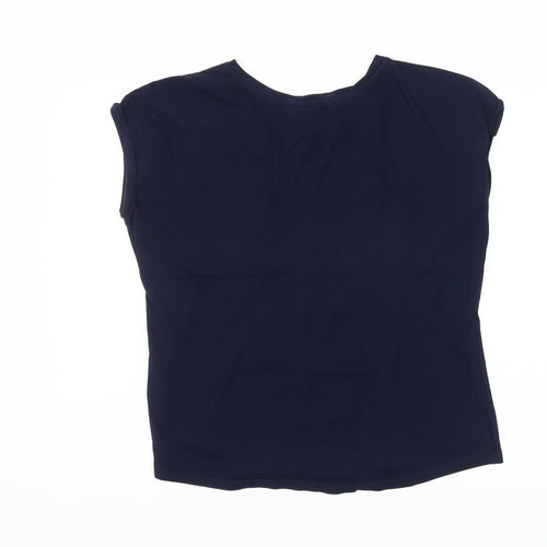 Dunnes Womens Blue Embroidered Floral Cotton T-Shirt M