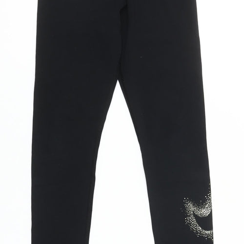 Nike Girls Black Ankle Leggings S 128-137cm Cotton Blend Activewear