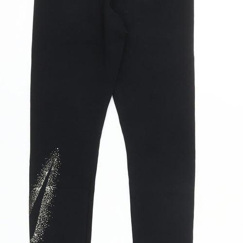 Nike Girls Black Ankle Leggings S 128-137cm Cotton Blend Activewear