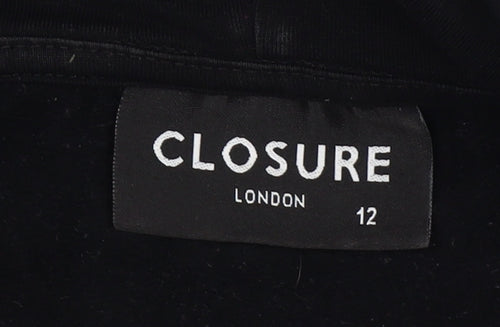 Closure London Womens Black Size 12 Cotton Pullover Hoodie