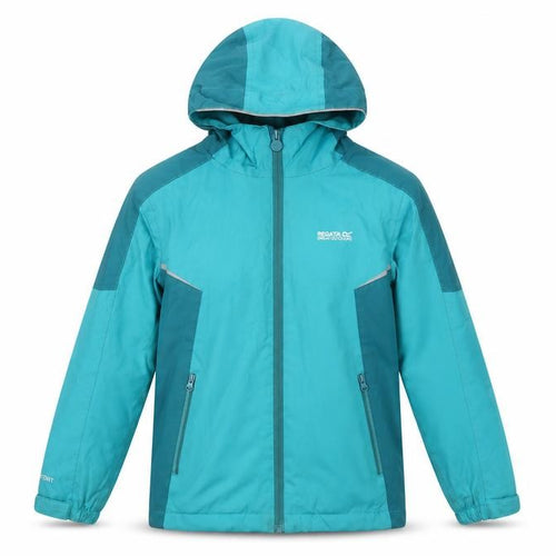 Regatta Girls Blue Waterproof Hooded Rain Coat Jacket 7-8 Years