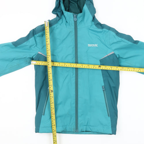 Regatta Girls Blue Waterproof Hooded Rain Coat Jacket 7-8 Years