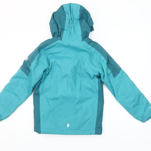 Regatta Girls Blue Waterproof Hooded Rain Coat Jacket 7-8 Years
