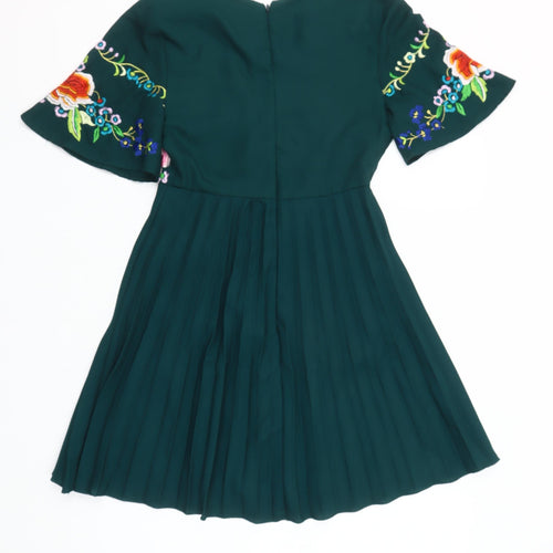ASOS Women’s Green Floral Embroidered A-Line Dress Size 2