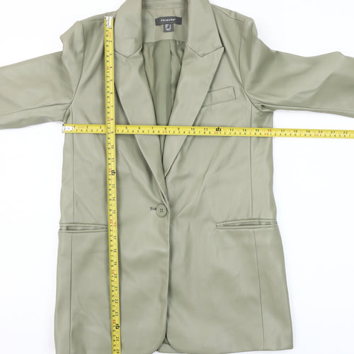 Primark Women’s Green Faux Leather Blazer Jacket Size 8