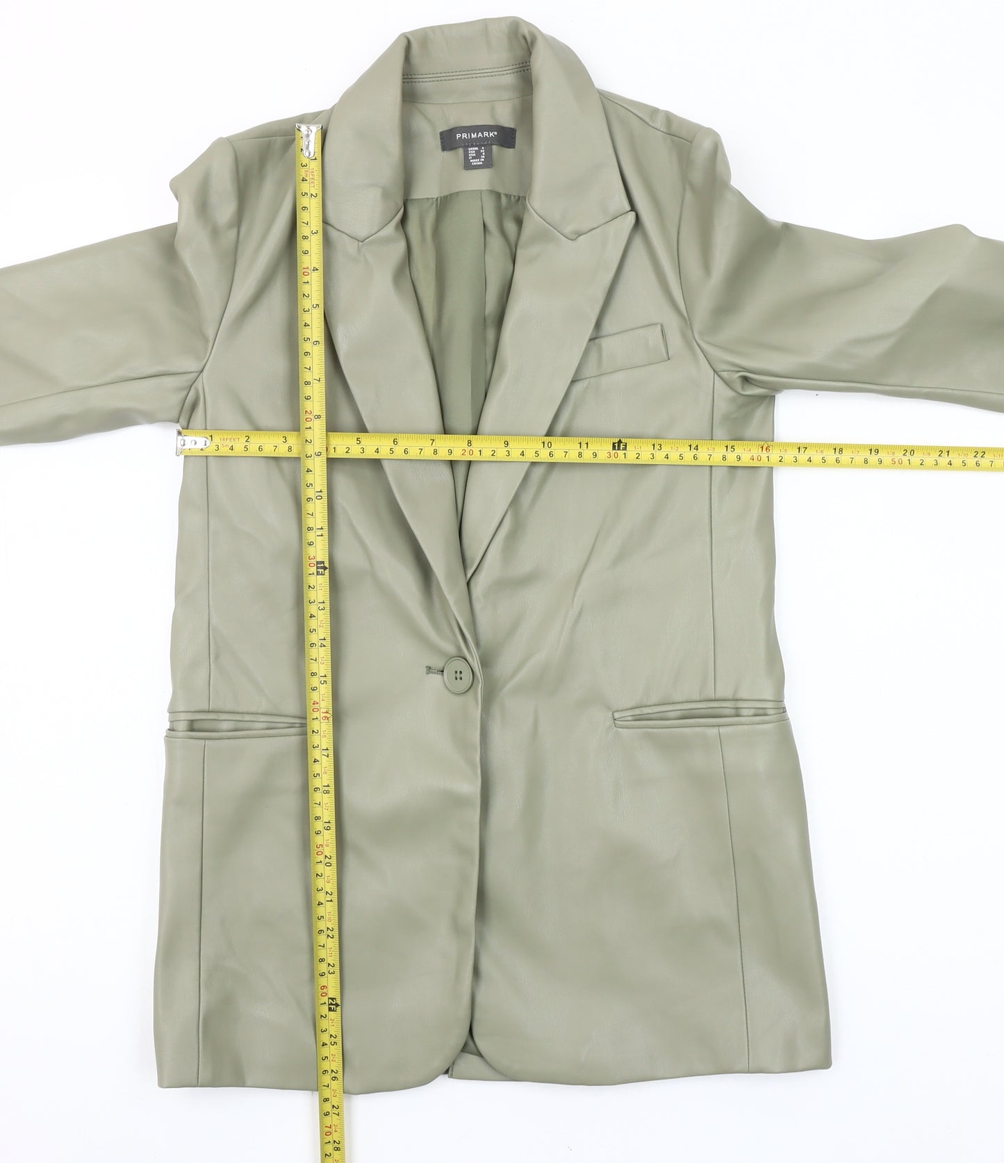 Primark Women’s Green Faux Leather Blazer Jacket Size 8
