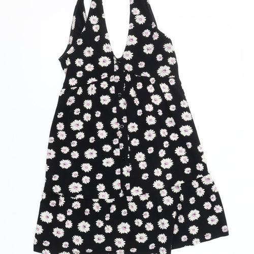 ASOS Women’s Black Floral Petite Dress Size 6 V-Neck Sleeveless
