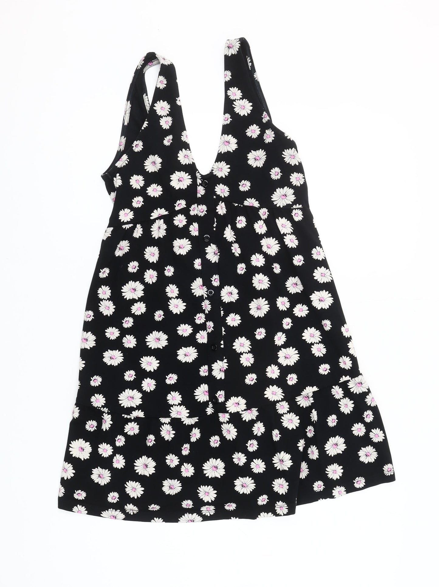 ASOS Women’s Black Floral Petite Dress Size 6 V-Neck Sleeveless