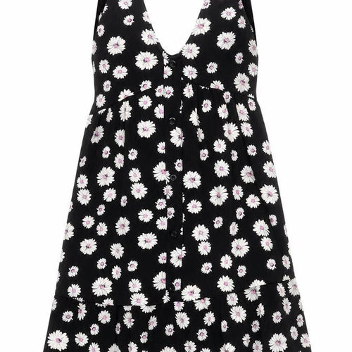 ASOS Women’s Black Floral Petite Dress Size 6 V-Neck Sleeveless