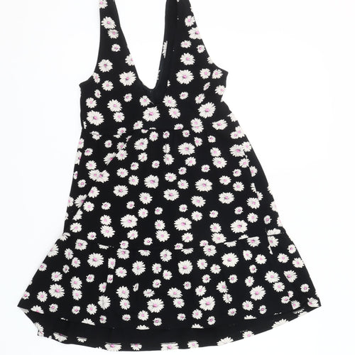 ASOS Women’s Black Floral Petite Dress Size 6 V-Neck Sleeveless