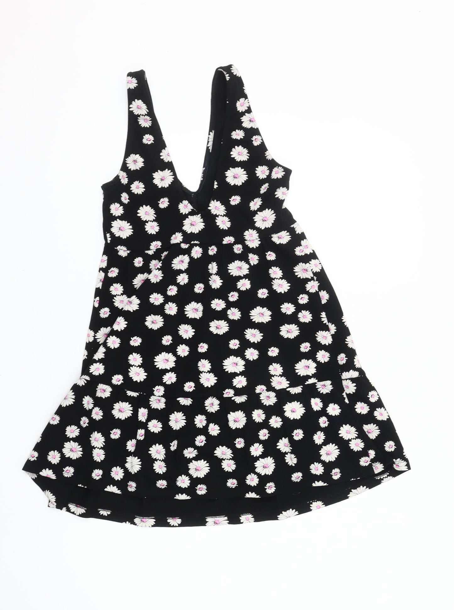 ASOS Women’s Black Floral Petite Dress Size 6 V-Neck Sleeveless