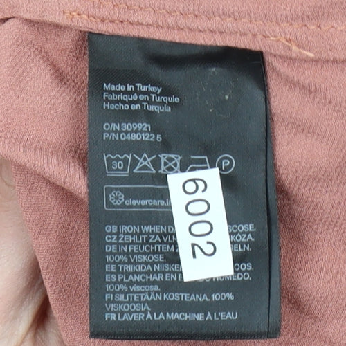 H&M Women Pink Viscose Shift Dress Size 10 Long Sleeve Casual