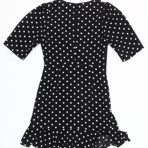 PrettyLittleThing Women’s Black Polka Dot Wrap Dress Size 2