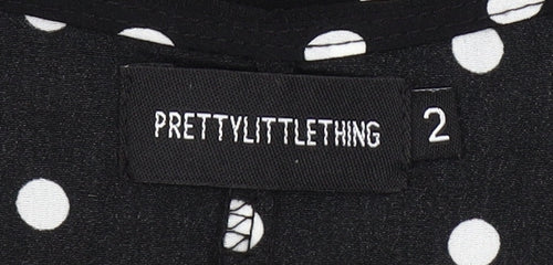 PrettyLittleThing Women’s Black Polka Dot Wrap Dress Size 2