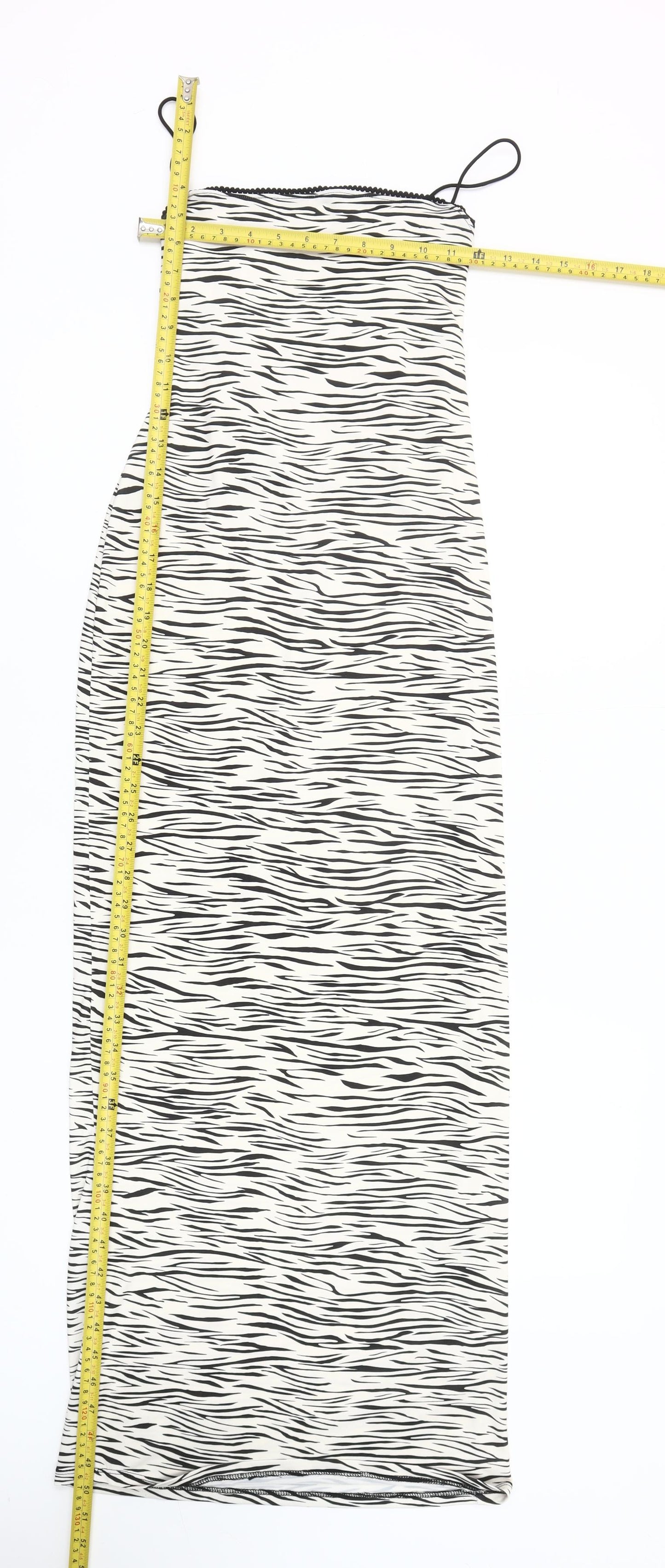 Bershka Women’s Black White Animal Print Slip Dress Size S Long