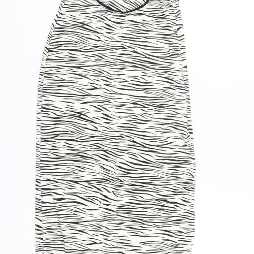 Bershka Women’s Black White Animal Print Slip Dress Size S Long