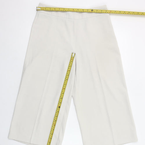 Part Two Women Beige Wide-Leg Cropped Trousers Size 10
