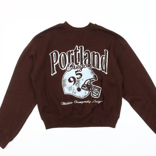 H&M Women’s Brown Portland Graphic Pullover Sweatshirt S