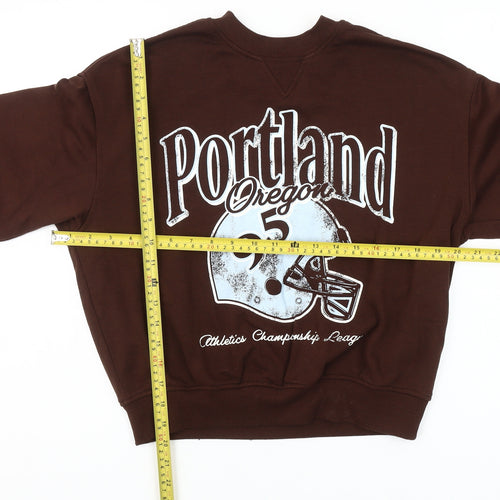 H&M Women’s Brown Portland Graphic Pullover Sweatshirt S
