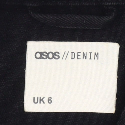 ASOS Women Black Denim Cropped Jacket UK 6 Casual Long Sleeve