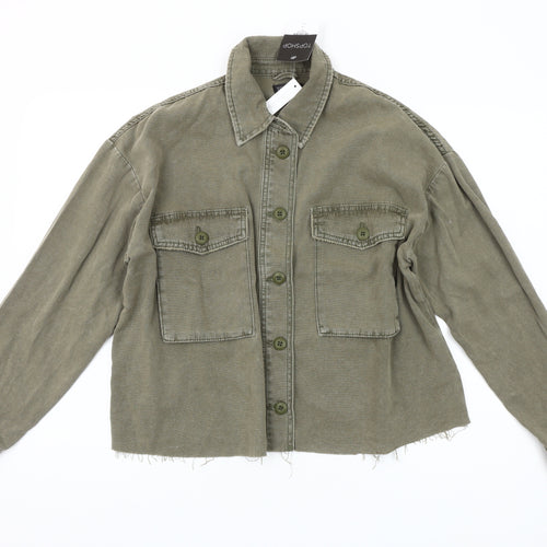 Topshop Women’s Green XS Cotton Military Jacket Casual Army Style